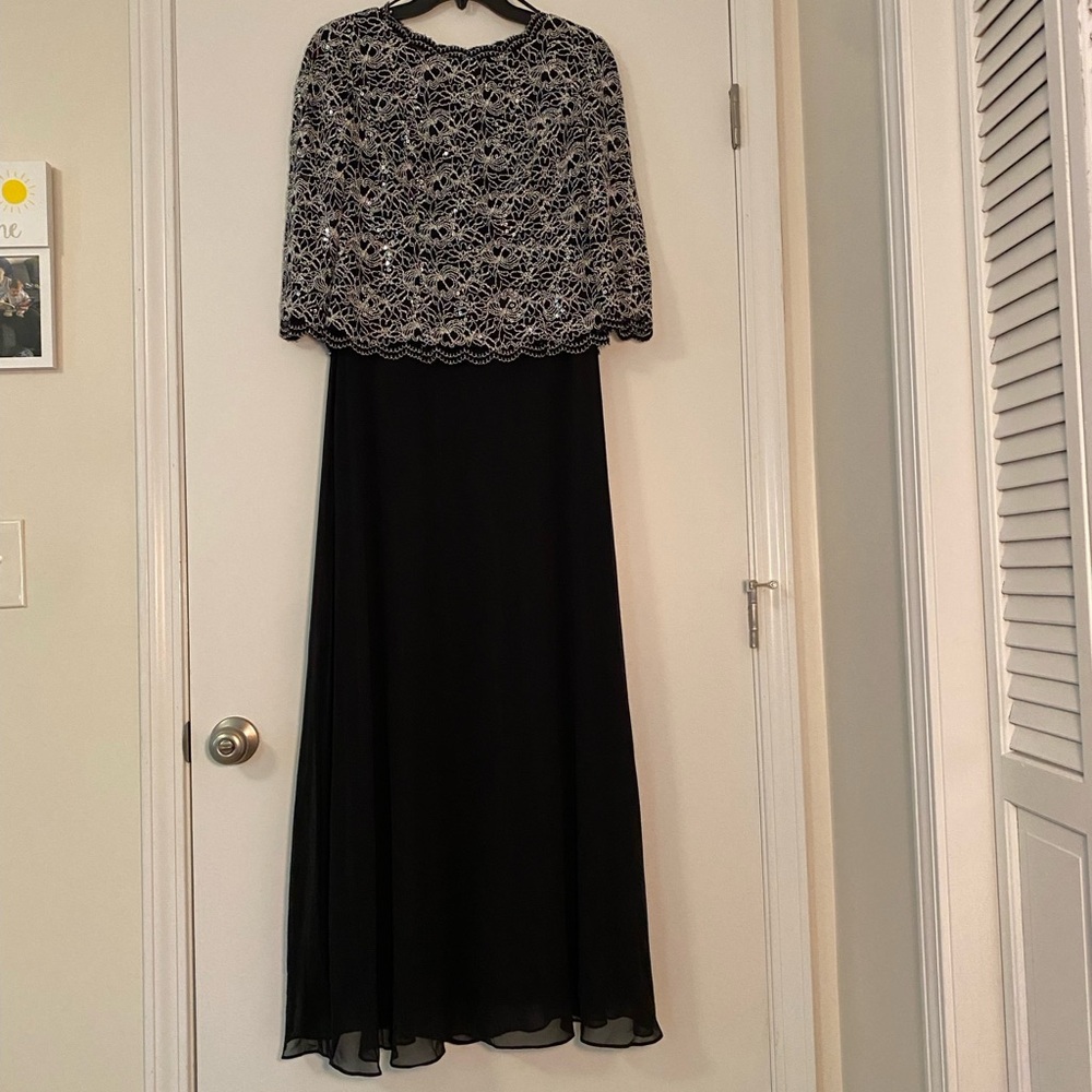 Alex Evenings Black and Silver Evening Dress